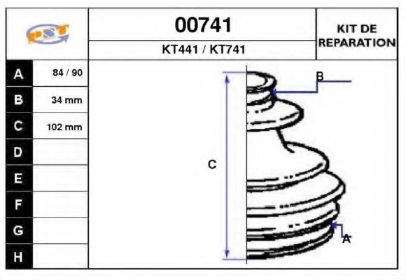 SNRA 00741 Bellow Set, drive shaft